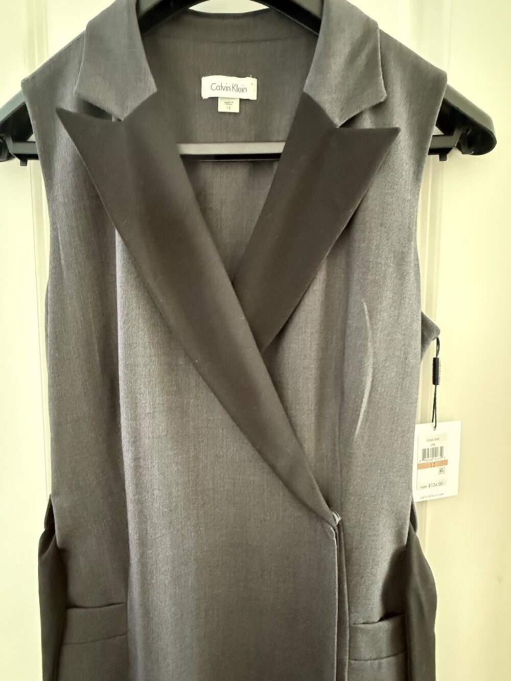 Calvin Klein Womens Sleeveless Charcoal Gray Blazer Dress Size 12 With Tags - Picture 8 of 9